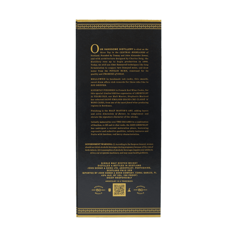 Aberfeldy 21 Year Limited Edition St-Emilion French Wine Cask Finish - Vintage Wine & Spirits