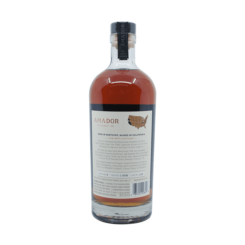 Amador Double Barrel Port Barrels Finish Kentucky Rye Whiskey - Vintage Wine & Spirits