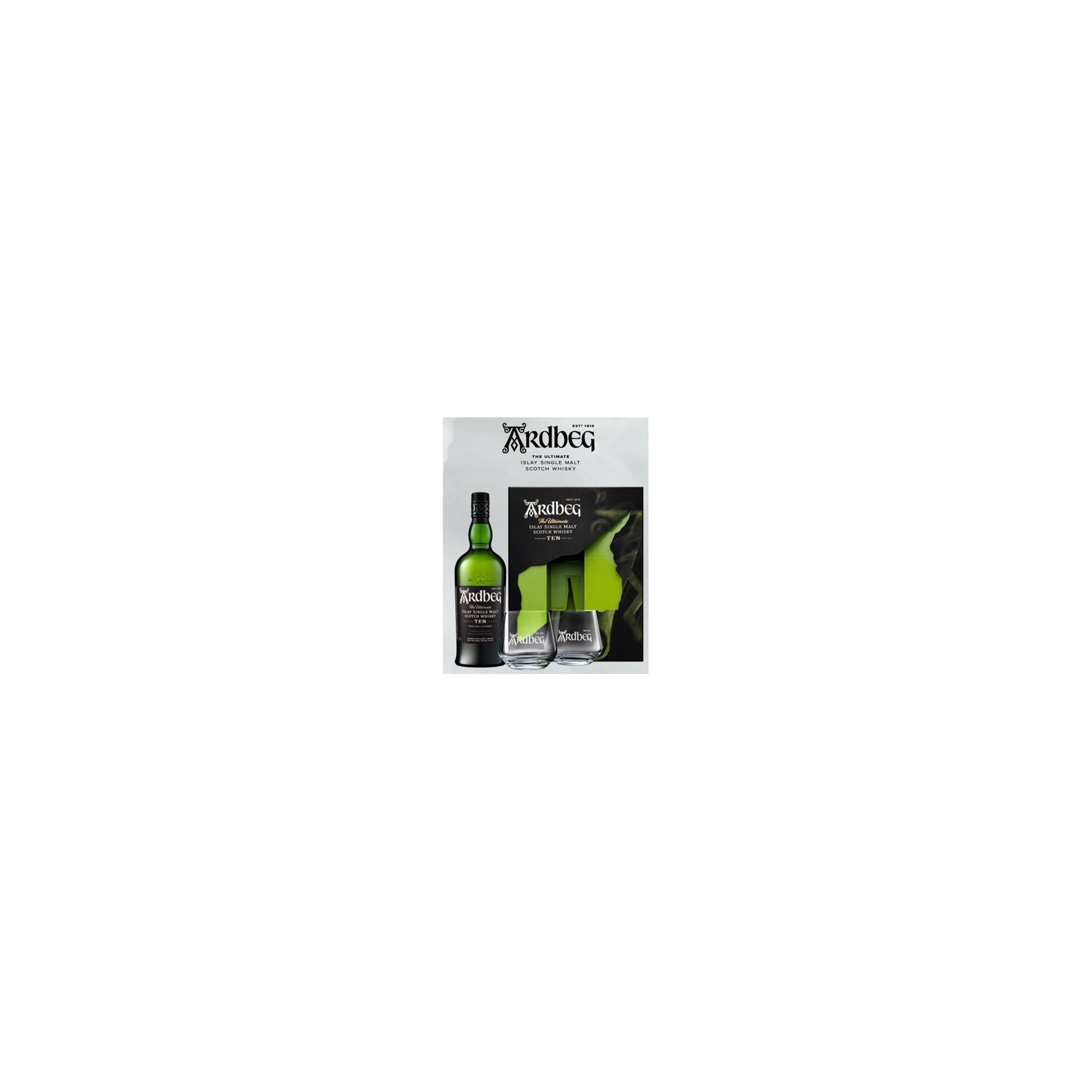 Ardbeg 10 Year Old Islay Single Malt Scotch Whisky Gift Set with 2 Glasses 750ml - Vintage Wine & Spirits