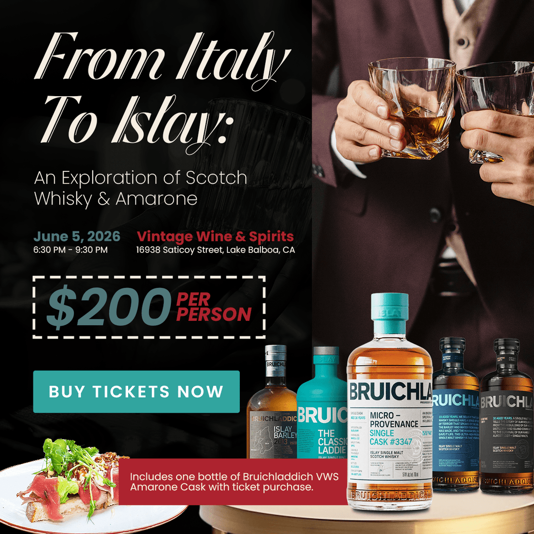 Bruichladdich: An Evening From Italy to Islay - Vintage Wine & Spirits