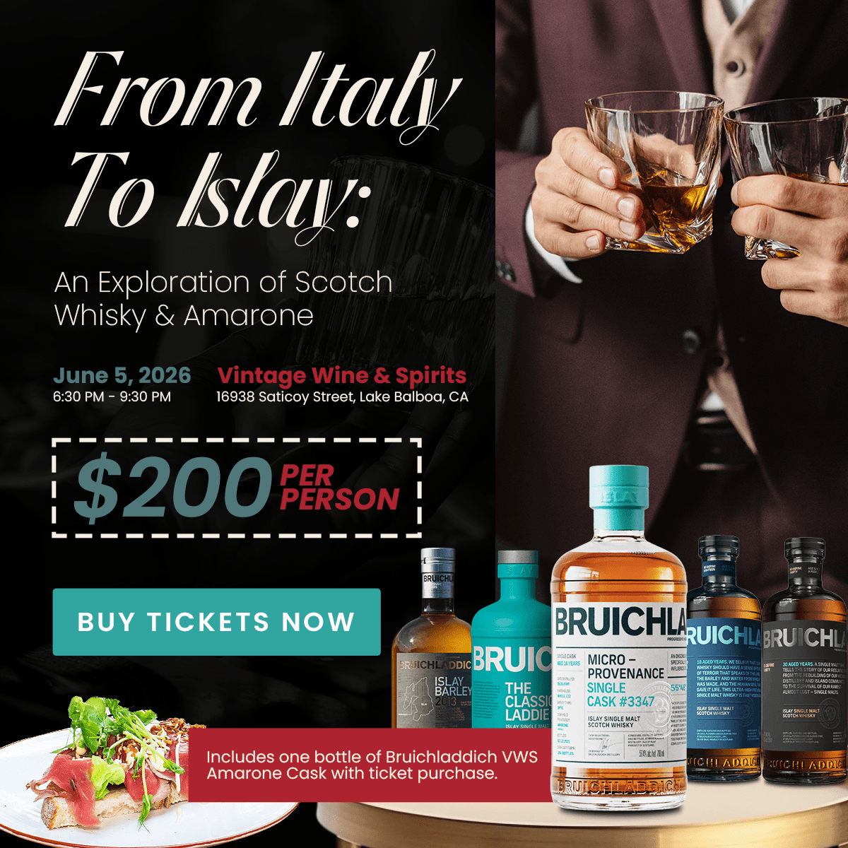 Bruichladdich: An Evening From Italy to Islay - Vintage Wine & Spirits