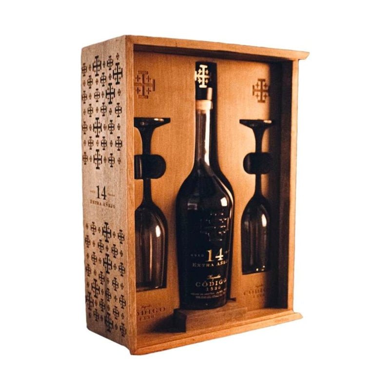 Código 1530 14 Year Extra Añejo Tequila Gift Set with 2 Flute Glasses 750ml - Vintage Wine & Spirits