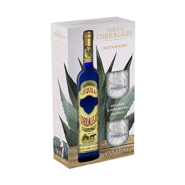 Corralejo Reposado Tequila with 2 Pina Rocks Glasses Gift Set - Vintage Wine & Spirits