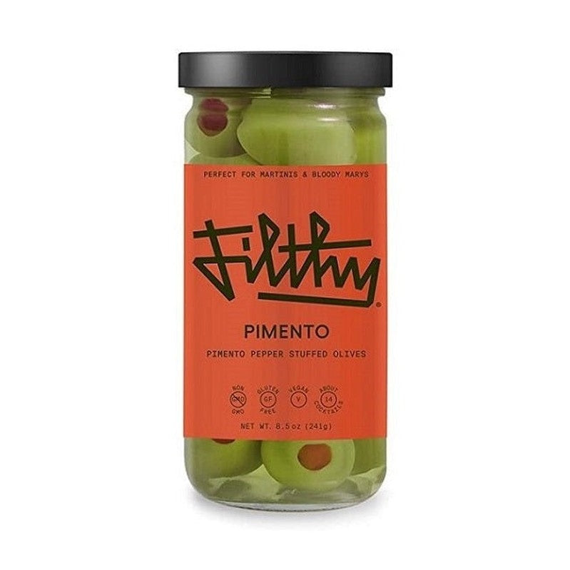 Filthy Food Pimento Pepper Stuffed Olives Cocktail Garnish 8.5oz - Vintage Wine & Spirits