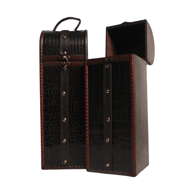 Gift Box - Wooden Alligator Leather Belted - Vintage Wine & Spirits