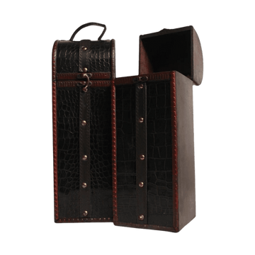 Gift Box - Wooden Alligator Leather Belted - Vintage Wine & Spirits