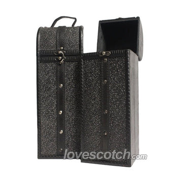 Gift Box - Wooden Black Elegance Leather Belted - Vintage Wine & Spirits