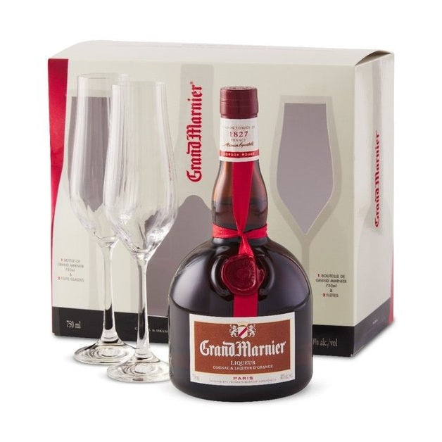 Grand Marnier Cordon Rouge Gift Set With 2 flutes - Vintage Wine & Spirits