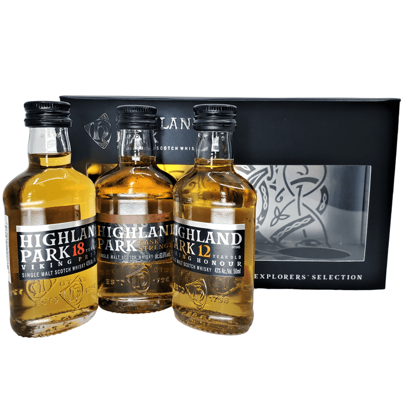Highland Park 'Explorers Selection' 12 Year-Cask Strength-18 Year Single Malt Scotch Whisky 3-Pack 50ml Gift Set - Vintage Wine & Spirits