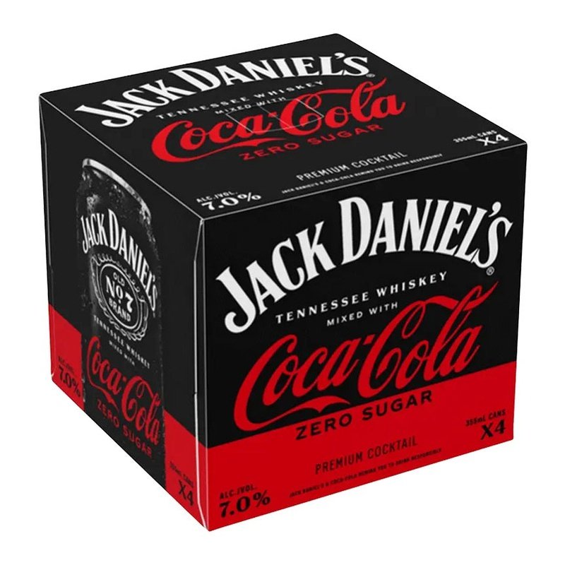 Jack Daniel's Whiskey & Coca-Cola Zero Sugar Canned Cocktail 4-Pack - Vintage Wine & Spirits