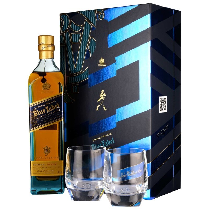 Johnnie Walker Blue Label Blended Scotch Whisky with Glasses Gift Set ...