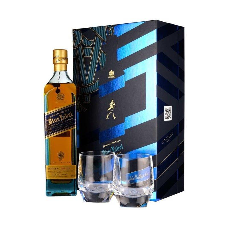 Johnnie Walker Blue Label Blended Scotch Whisky with Glasses Gift Set - Vintage Wine & Spirits