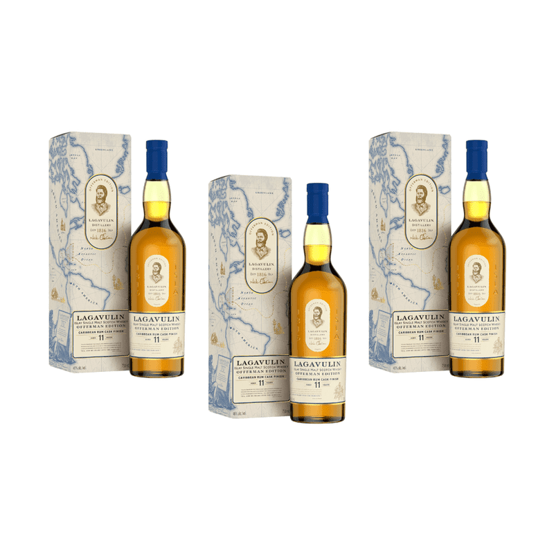 Lagavulin 11 Year Offerman Edition Caribbean Rum Cask Finish 3 Bottle Bundle - Vintage Wine & Spirits