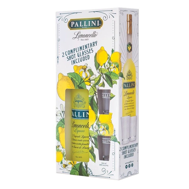 Pallini Limoncello Liqueur with 2 Shot Glasses Gift Pack - Vintage Wine & Spirits