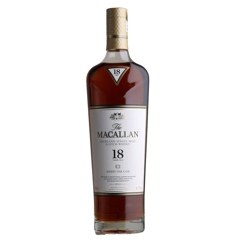 The Macallan 18 Year Old Sherry Oak Cask Highland Single Malt Scotch Whisky 2023 Edition - Vintage Wine & Spirits