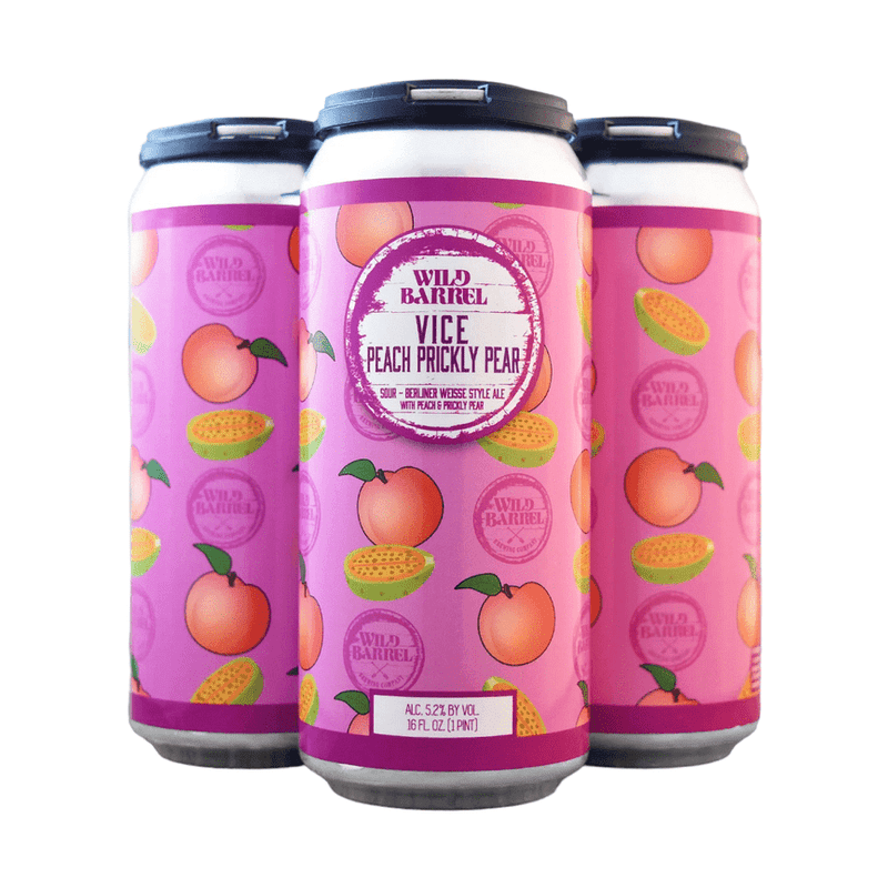 Wild Barrel Brewing 'Vice Peach Prickly Pear' Sour Ale Beer 4-Pack - Vintage Wine & Spirits