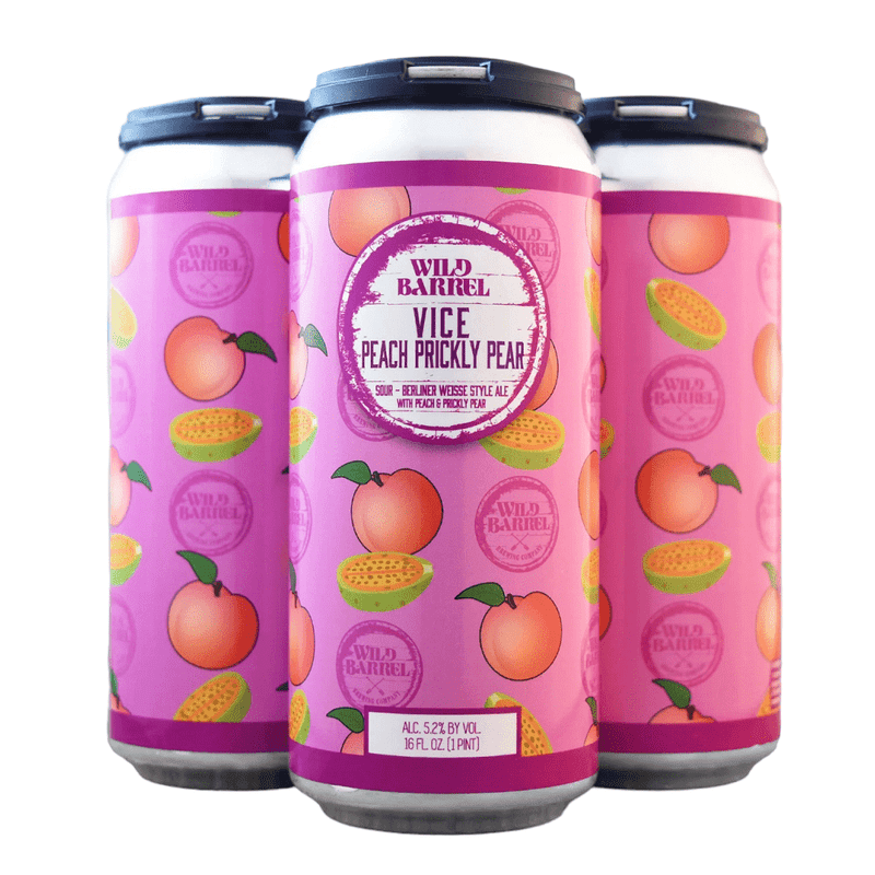 Wild Barrel Brewing 'Vice Peach Prickly Pear' Sour Ale Beer 4-Pack - Vintage Wine & Spirits