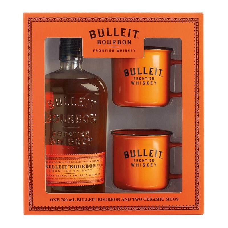Bulleit Bourbon Whiskey with 2 Branded Ceramic Mugs Gift Set - Vintage Wine & Spirits