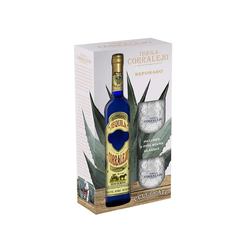 Corralejo Reposado Tequila with 2 Pina Rocks Glasses Gift Set - Vintage Wine & Spirits