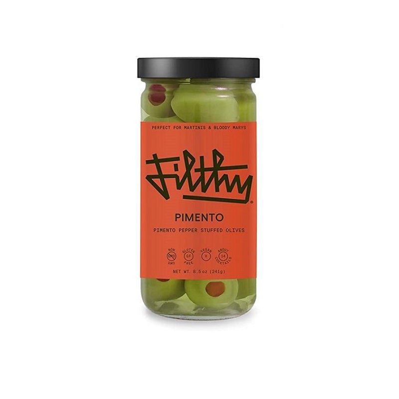 Filthy Food Pimento Pepper Stuffed Olives Cocktail Garnish 8.5oz - Vintage Wine & Spirits