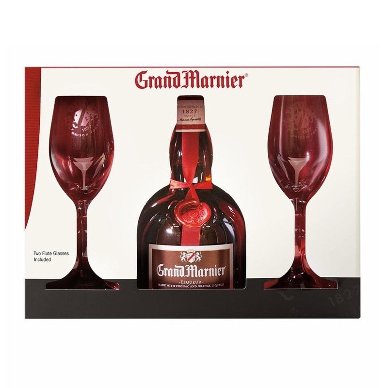 Grand Marnier Cordon Rouge Gift Set With 2 Flutes Glasses - Vintage Wine & Spirits