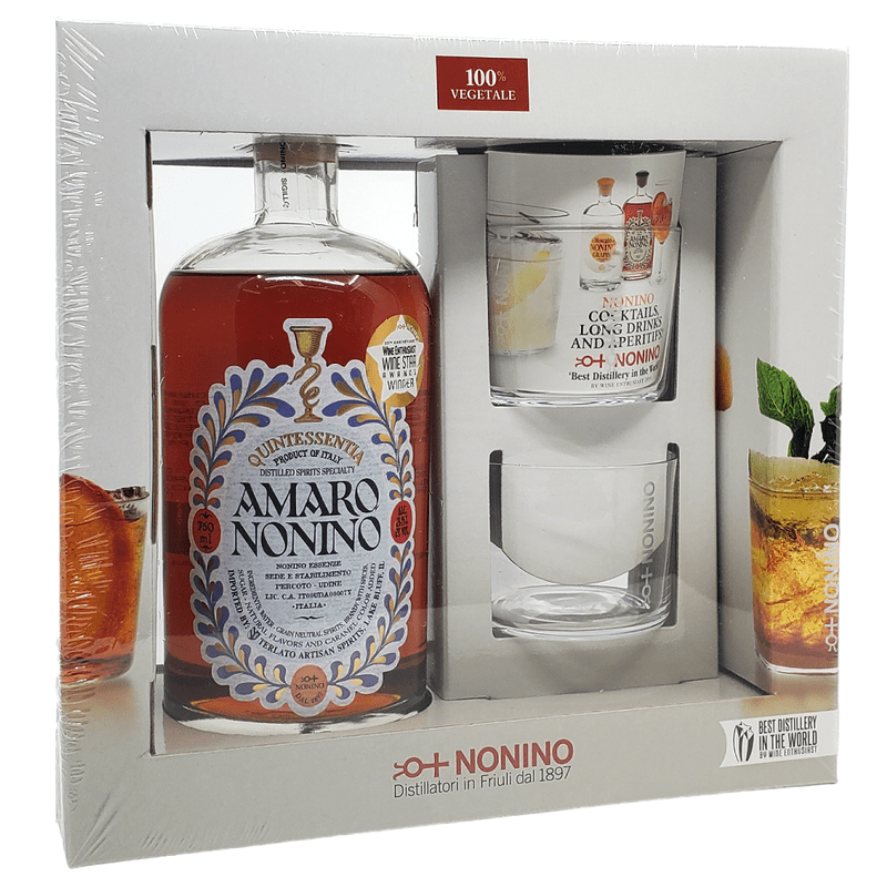 Nonino Quintessentia Amaro Liqueur w/2 Tumblers Gift Box - Vintage Wine & Spirits